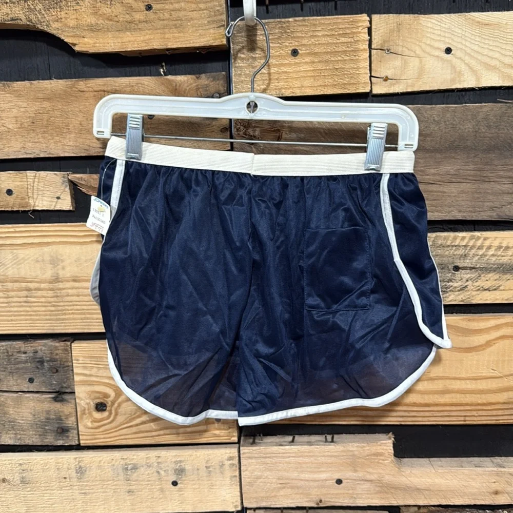 Vintage 80’s Nike Made In The USA‎ Navy Blue Polyester Sheer Women’s Shorts L
